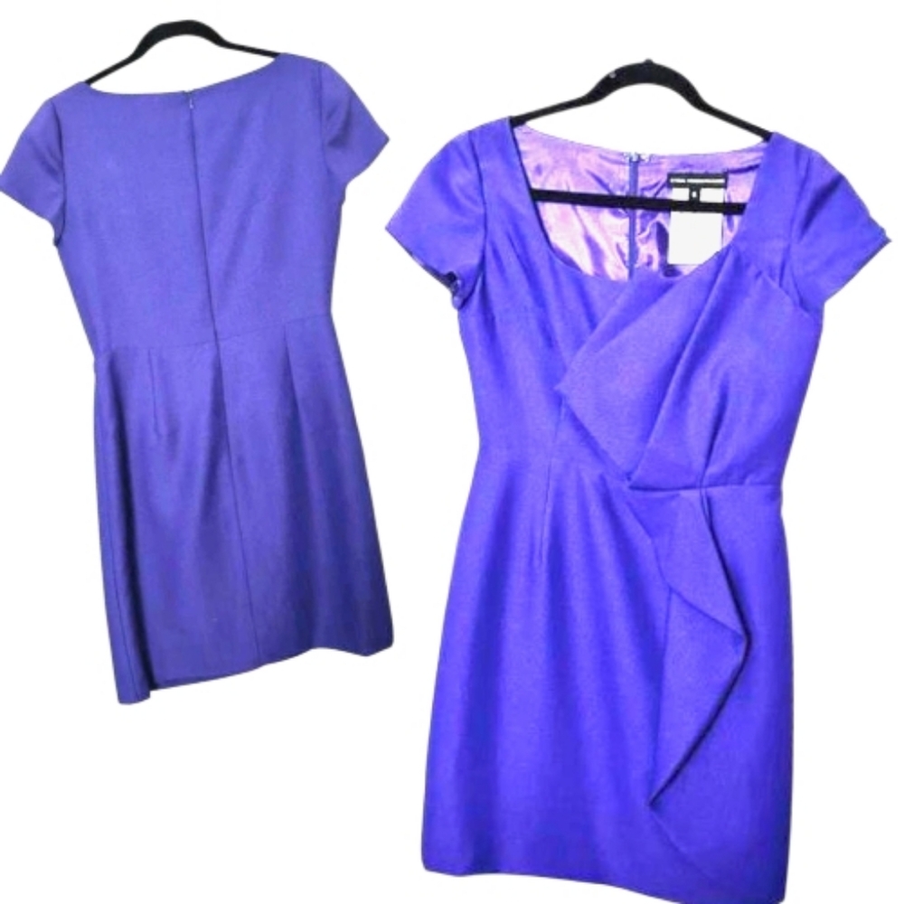 Cyril Verdavainne Purple Retro Scoop-neck Knee-length Sheath Dress Sz 6 NWOT